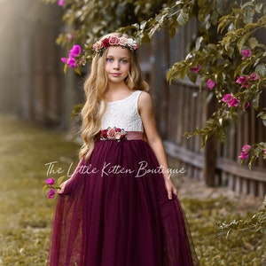 Flower Girl Dress, tulle flower girl dress, rustic lace flower girl dress, boho flower girl dress, girls dress, hair wreath, boho wedding