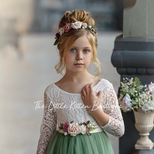 tulle flower girl dress, rustic lace flower girl dress, bohemian flower girl dress, boho flower girl dress, ivory flower girl dresses, boho