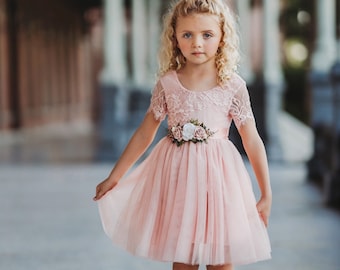 Flower girl dress, Bohemian Flower Girl Dress, rustic flower girl dress, boho flower girl dress, lace flower girl dress, boho wedding dress