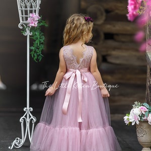 Flower Girl Dress, Tulle Flower Girl Dress, Boho Lace Wedding Dress, Girls Dress, Flower Girl Dresses for Toddler, Boho Flower Girl Dress