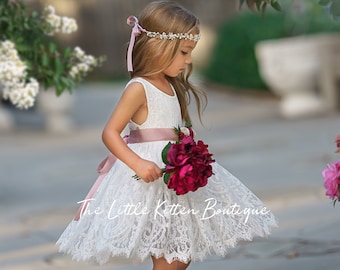 Flower girl dress, Bohemian Flower Girl Dress, rustic flower girl dress, boho flower girl dress, lace flower girl dress, boho wedding dress