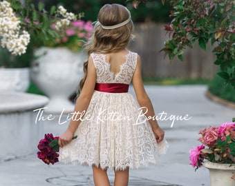 Alexandra Dress Rustic Boho Lace Flower Girl Dress 