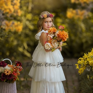 Flower Girl Dress, bohemian flower girl dress, tulle flower girl dress, Boho Flower Girl Dress, wedding dress, communion dress baptism dress