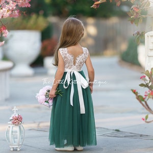 Flower Girl Dress, Bohemian flower girl dress, tulle lace flower girl dress, Boho Flower Girl Dress, flower girl dresses, boho wedding dress image 3