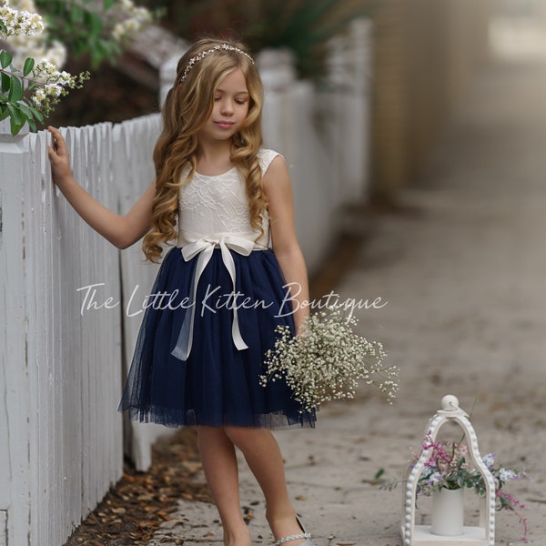 Tüll Blumenmädchenkleid, rustikale Spitze Blumenmädchenkleider, Boho Blumenmädchenkleider, Boho Blumenmädchenkleid, Elfenbein Blumenmädchenkleid