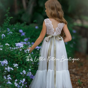 tulle flower girl dress, rustic lace flower girl dress, sleeveless white lace flower girl dresses, boho flower girl dress, wedding dress