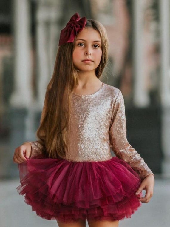 Long Sleeve Sequin Ballet Leotard for Girls | Dance Bodysuit Toddler to Girls | Gold Silver Pink Sage Black | Final Sale