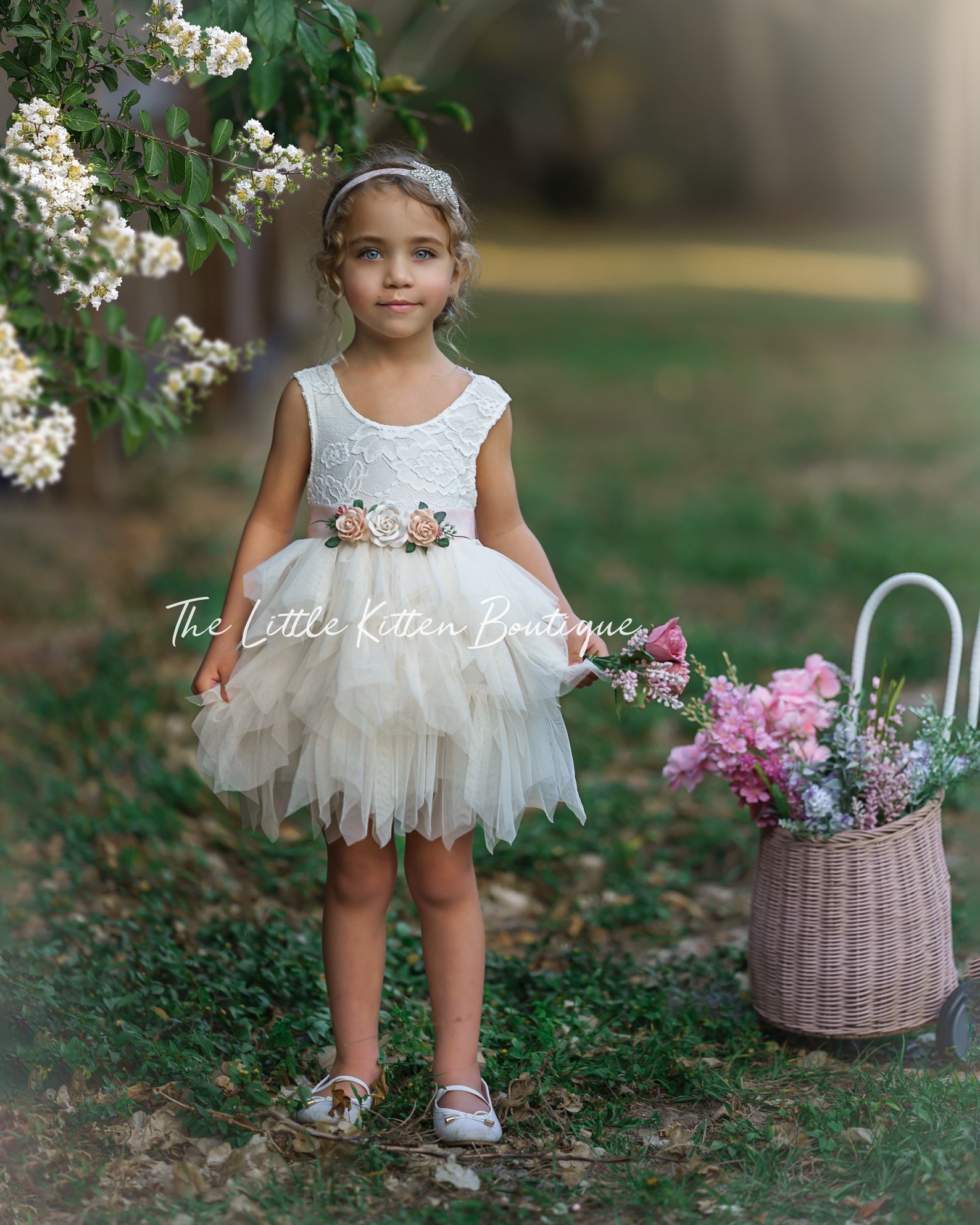 Tulle Flower Girl Dress Ivory Flower Girl Dress White Lace - Etsy