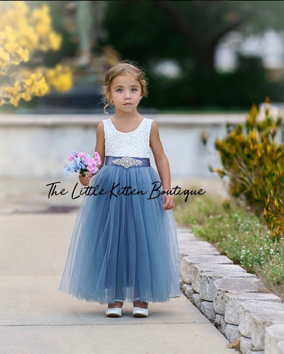 Flower Girl Dress, Lace flower girl dress, tulle flower girl dress, ivory flower girl dress, flower girl dresses, blue flower girl, tulle