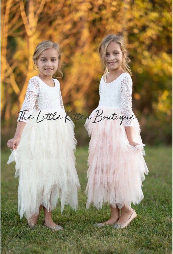 white lace flower girl dress