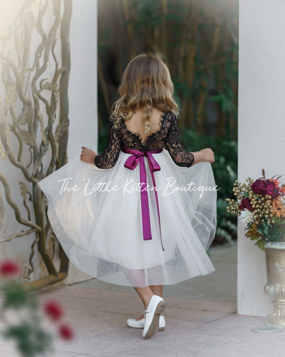 Long Sleeves Delicate Lace Tulle Flower Girl Dresses Long Sleeves Delicate Lace Tulle Flower Girl Dresses