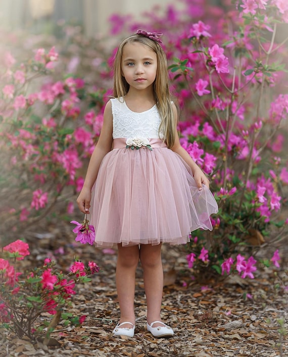 White Lace Dress Toddler Ceremony Outfit Tulle Skirt Wedding Occasion Girl