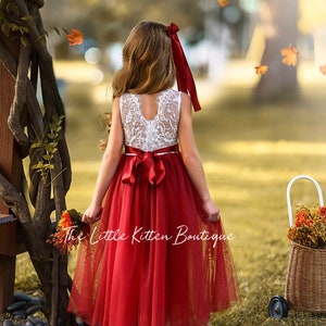 Burnt Orange Flower Girl Dress, Rust Flower Girl Dress, Rustic lace flower girl dress, Boho Flower Girl Dress, Toddler dress, Girls Dress imagem 5