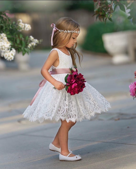 Flower girl dress, Bohemian Flower Girl Dress, rustic flower girl dress, boho flower girl dress, lace flower girl dress, boho wedding dress
