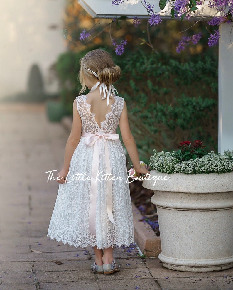 Bohemian Flower Girl Dress White Lace Flower Girl Dress Etsy Australia