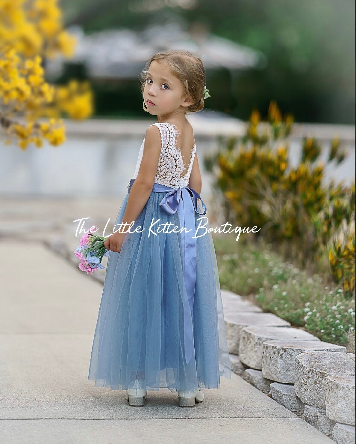 Ivory Lace Boho Flower Girl Dress