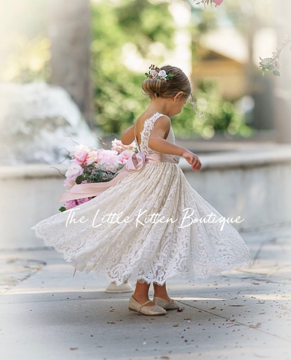 Flower girl dress, Bohemian Flower Girl Dress, rustic flower girl dress, boho flower girl dress, lace flower girl dress, boho wedding dress