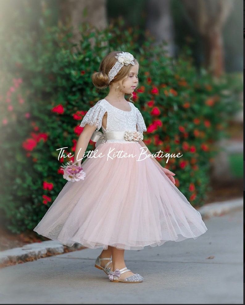 Flower Girl Dress Blush Flower Girl Dress Ivory Flower Girl Etsy