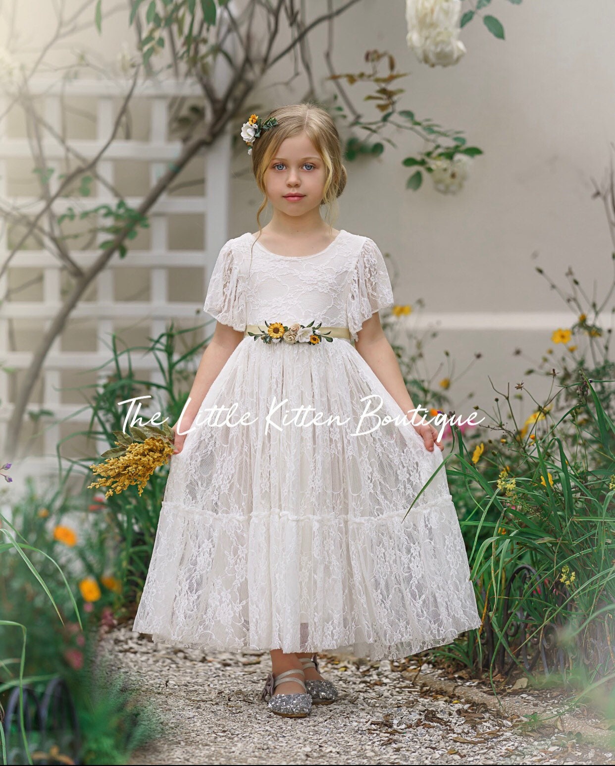 lace flower girl dress, flower girl dress, bohemian flower girl dress ...