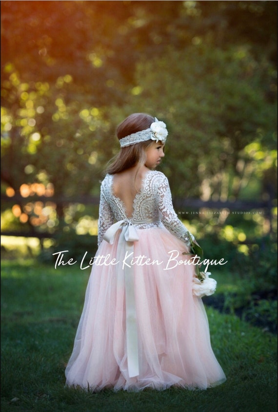 long sleeve tulle flower girl dresses