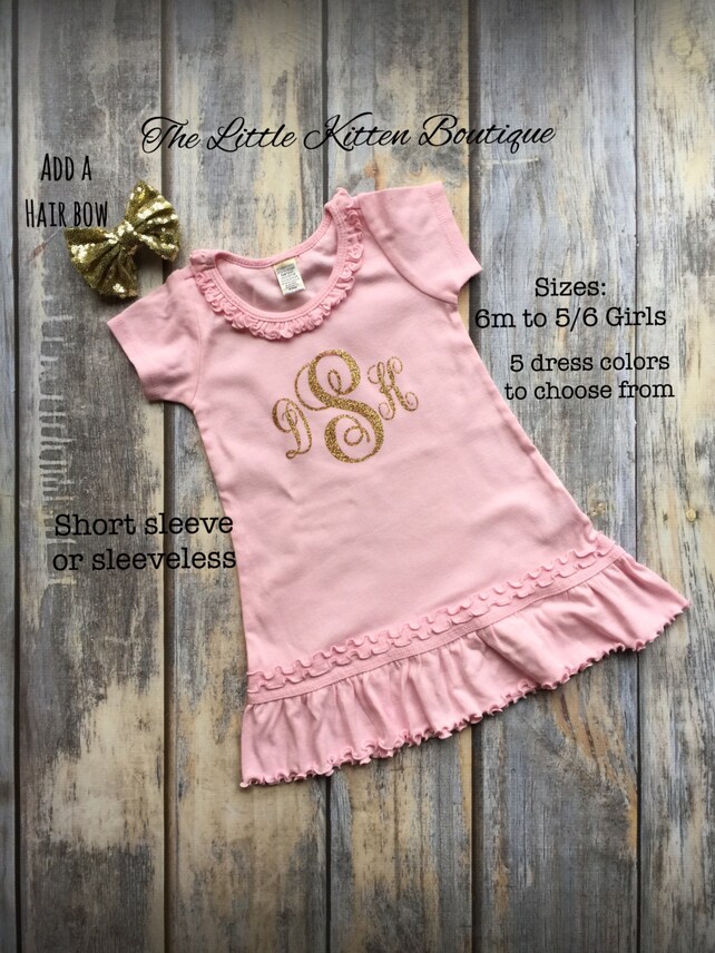 Girls Monogram Dress Flower Girl Dress Girls Beach Cover Up Girls