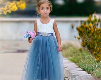 Flower Girl Dress, Lace flower girl dress, tulle flower girl dress, ivory flower girl dress, flower girl dresses, blue flower girl, tulle