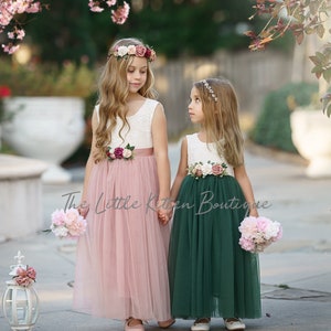 Flower Girl Dress, Bohemian flower girl dress, tulle lace flower girl dress, Boho Flower Girl Dress, flower girl dresses, boho wedding dress image 2