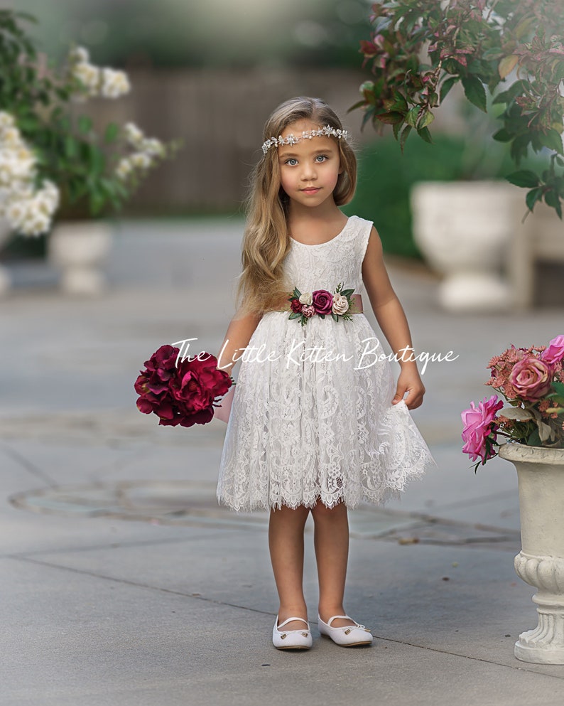 Flower girl dress, Bohemian Flower Girl Dress, rustic flower girl dress, boho flower girl dress, lace flower girl dress, boho wedding dress image 3