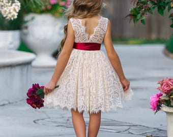 Flower girl dress, Bohemian Flower Girl Dress, rustic flower girl dress, boho flower girl dress, lace flower girl dress, boho wedding dress
