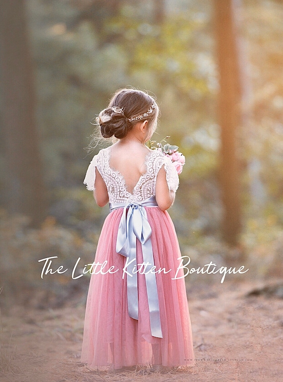 tulle flower girl dress, rustic lace flower girl dresses, bohemian flower girl dresses, boho flower girl dress, ivory flower girl dress