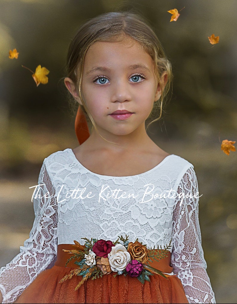 Burnt Orange Tulle Flower Girl Dress Rust Flower Girl Dress Etsy