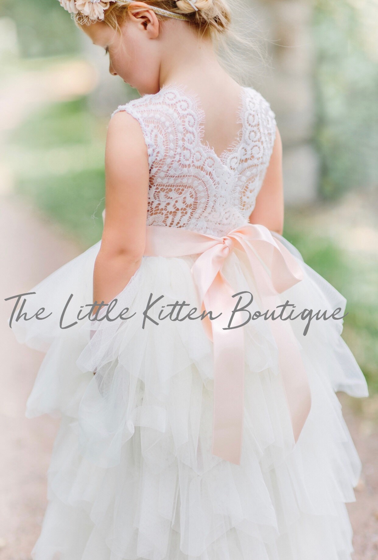 ivory wedding dress white flower girl