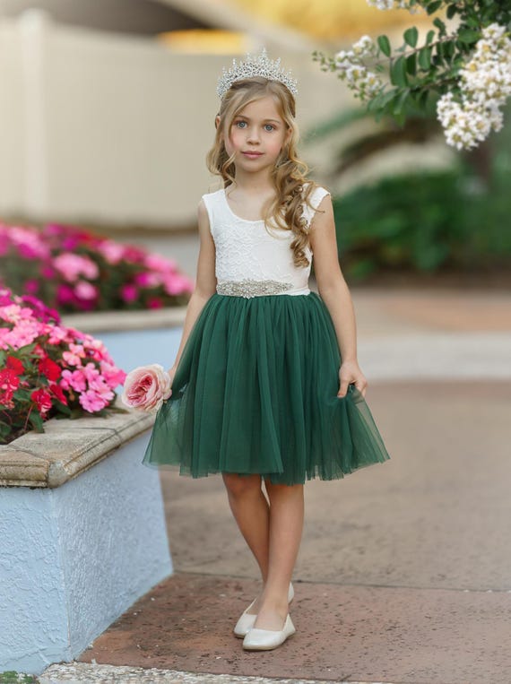 White Lace Flower Girl Dress Sleeveless Tulle for Wedding  Boho Toddler Style