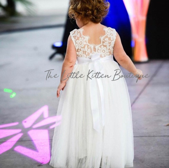 Ivory Flower Girl Dress, Junior Bridesmaid dress, lace flower girl dresses, Rustic lace flower girl dress, White and Ivory Tulle Flower Girl Ivory Flower Girl Dress, Junior Bridesmaid dress, lace flower girl dresses, Rustic lace flower girl dress, White and Ivory Tulle Flower Girl
