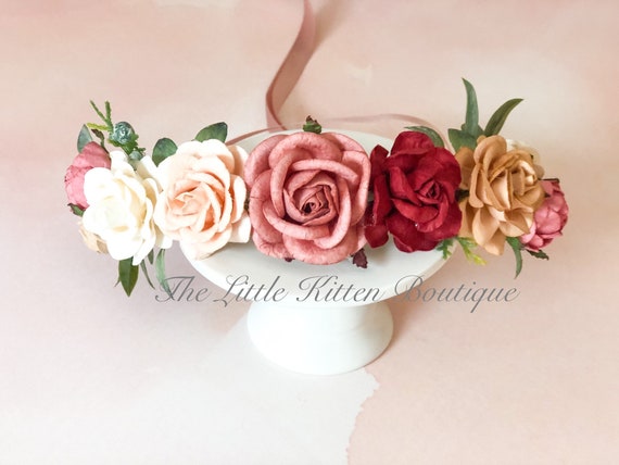 Floral hair wreath, rose hair wreath, wedding hair accessories, bohemian flower girl, floral crown, flower hair wreath, hair crown, headband