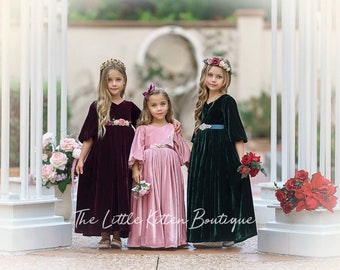 Flower Girl Dress , Velvet flower girl dress, velvet holiday dress, Christmas Dress, flower girl dresses, velvet dress, Vintage dress