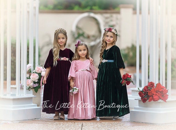 Flower Girl Dress , Velvet flower girl dress, velvet holiday dress, Christmas Dress, flower girl dresses, velvet dress, Vintage dress