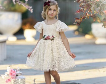 chinese dress ladies 2Bunnies Girls' 12M-12yr Paisley Lace Tulle Long Sleeve Maxi Flower Gi –  2BUNNIES main image 0