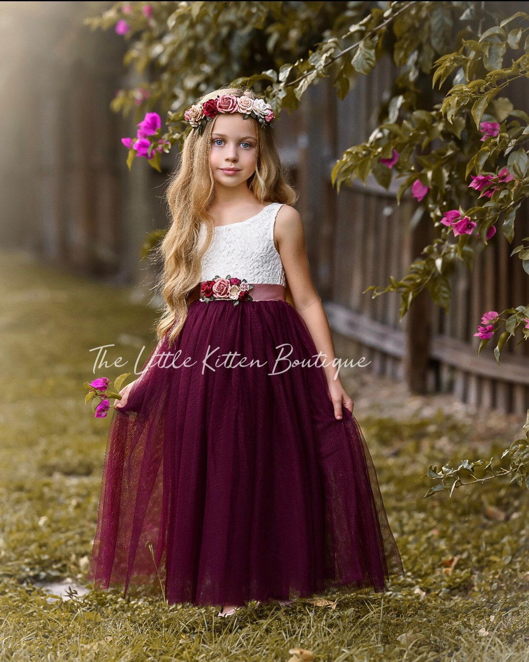 Flower Girl Dress, Tulle Flower Girl Dress, Rustic Lace Flower Girl ...