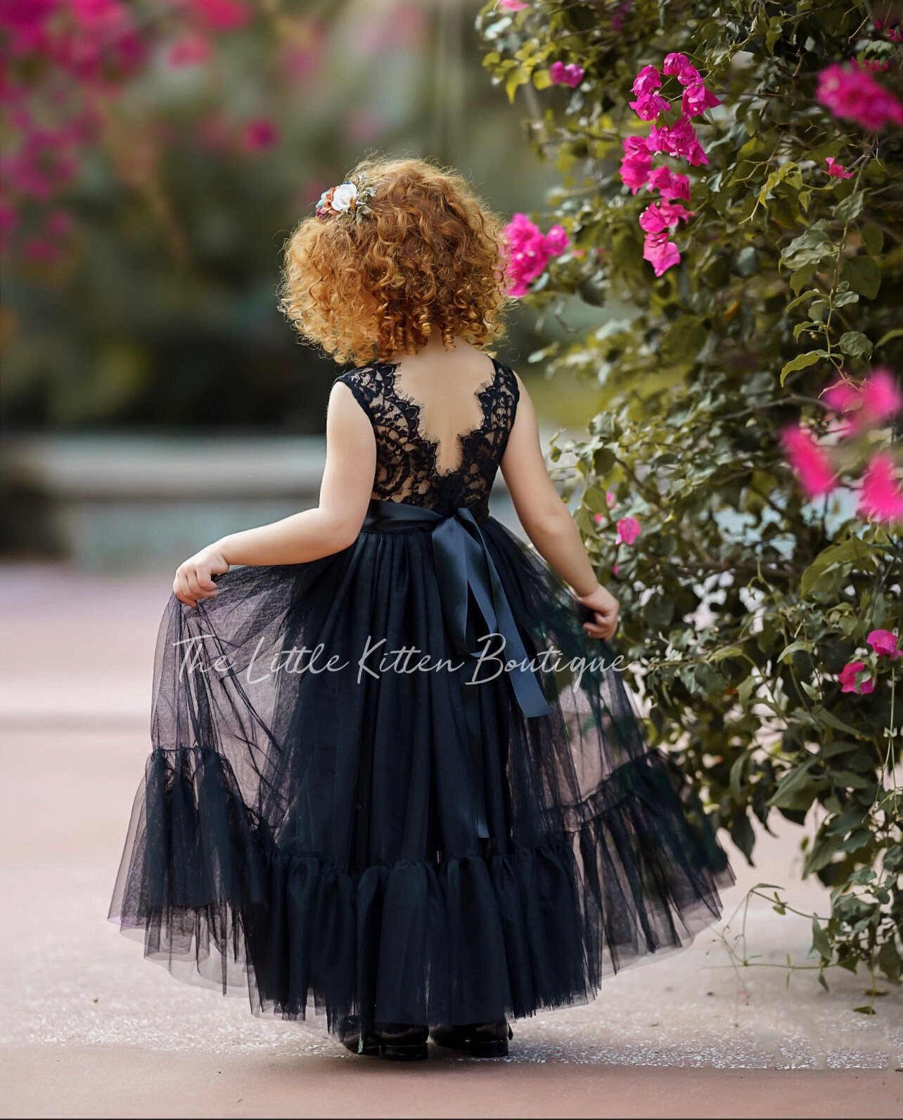 Black V Neck Floral Pattern Long Prom Dress, Evening Dress – shopluu