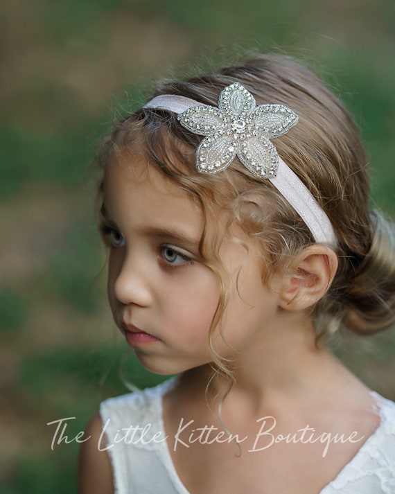 Girls headband, Baby Headband, headbands, sparkly headbands, couture headbands, elastic wedding headbands, Headband for flower girl