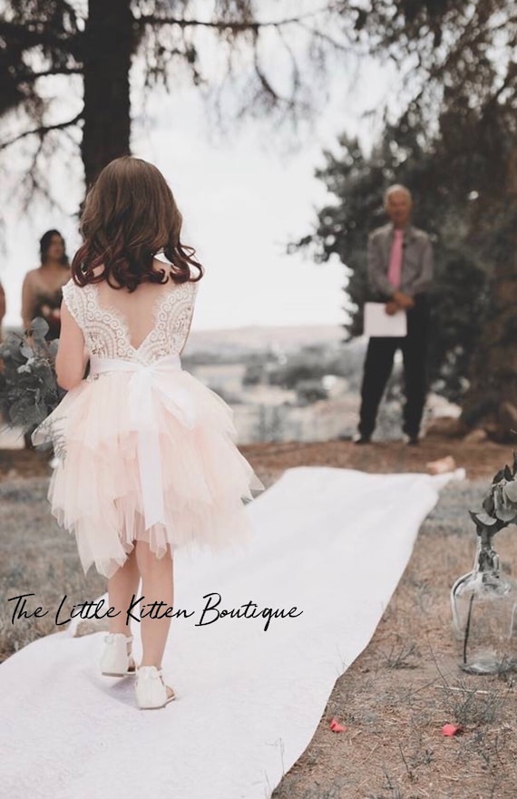Blush pink tulle flower girl dress, White lace flower girl dress, Rustic flower girl dress, Ivory Boho flower girl dress, Toddler dress tutu Blush pink tulle flower girl dress, White lace flower girl dress, Rustic flower girl dress, Ivory Boho flower girl dress, Toddler dress tutu