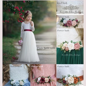 Tulle Flower Girl Dress, Forest Green Flower Girl Dress, Mauve Flower Girl Dress, Rustic lace flower girl dress, Boho Flower Girl Dress image 7
