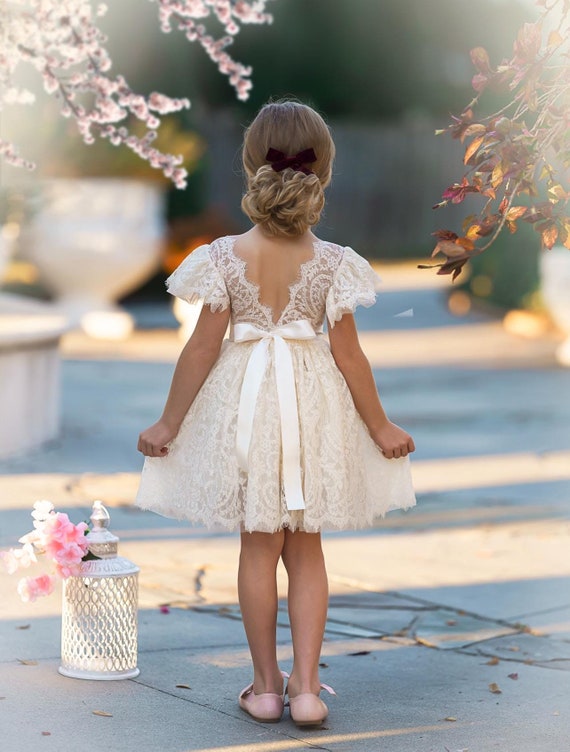 Flower girl dress, Bohemian Flower Girl Dress, rustic flower girl dress, boho flower girl dress, lace flower girl dress, boho wedding dress