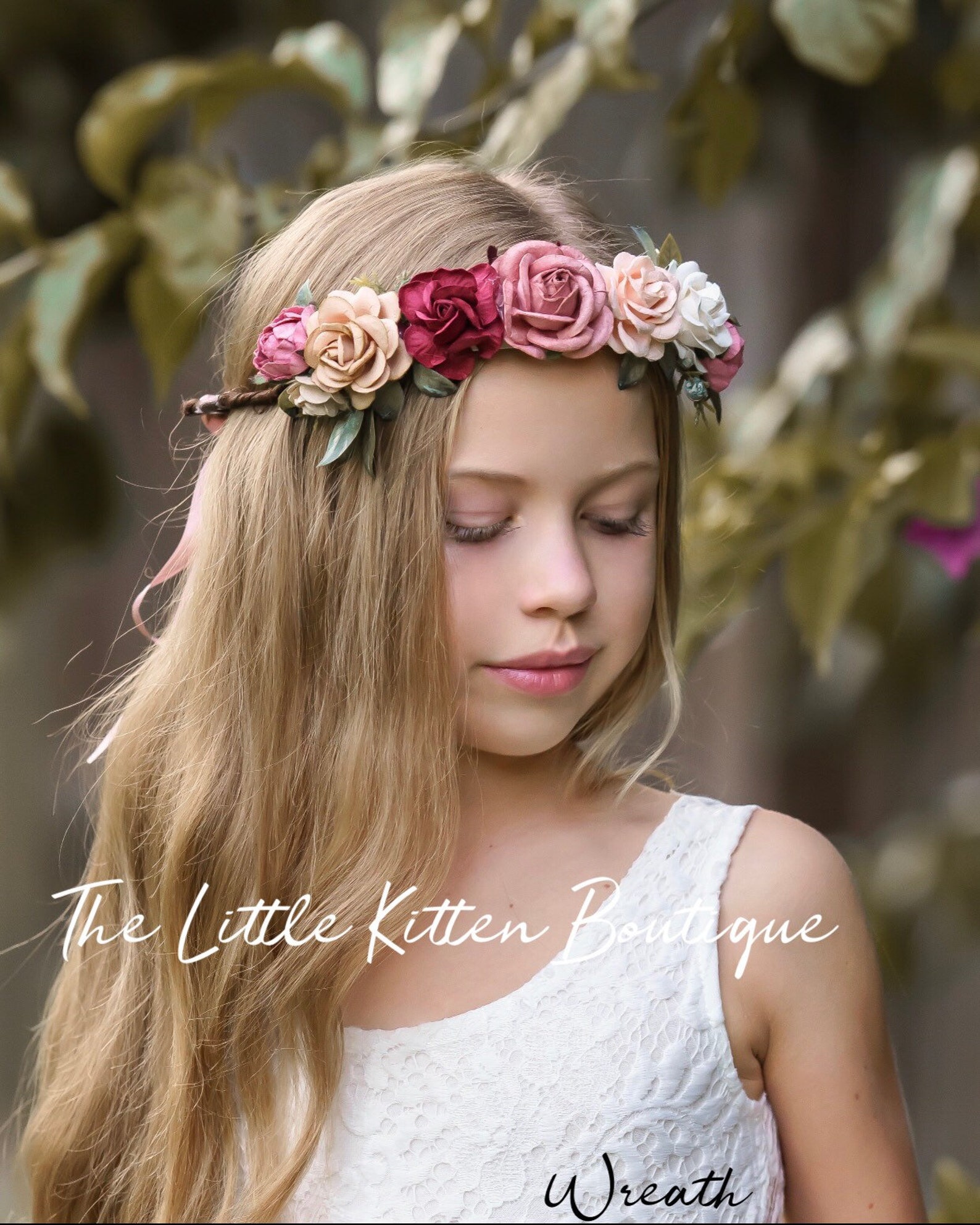 Floral Hair Wreath Rose Hair Wreath Wedding Hair Etsy