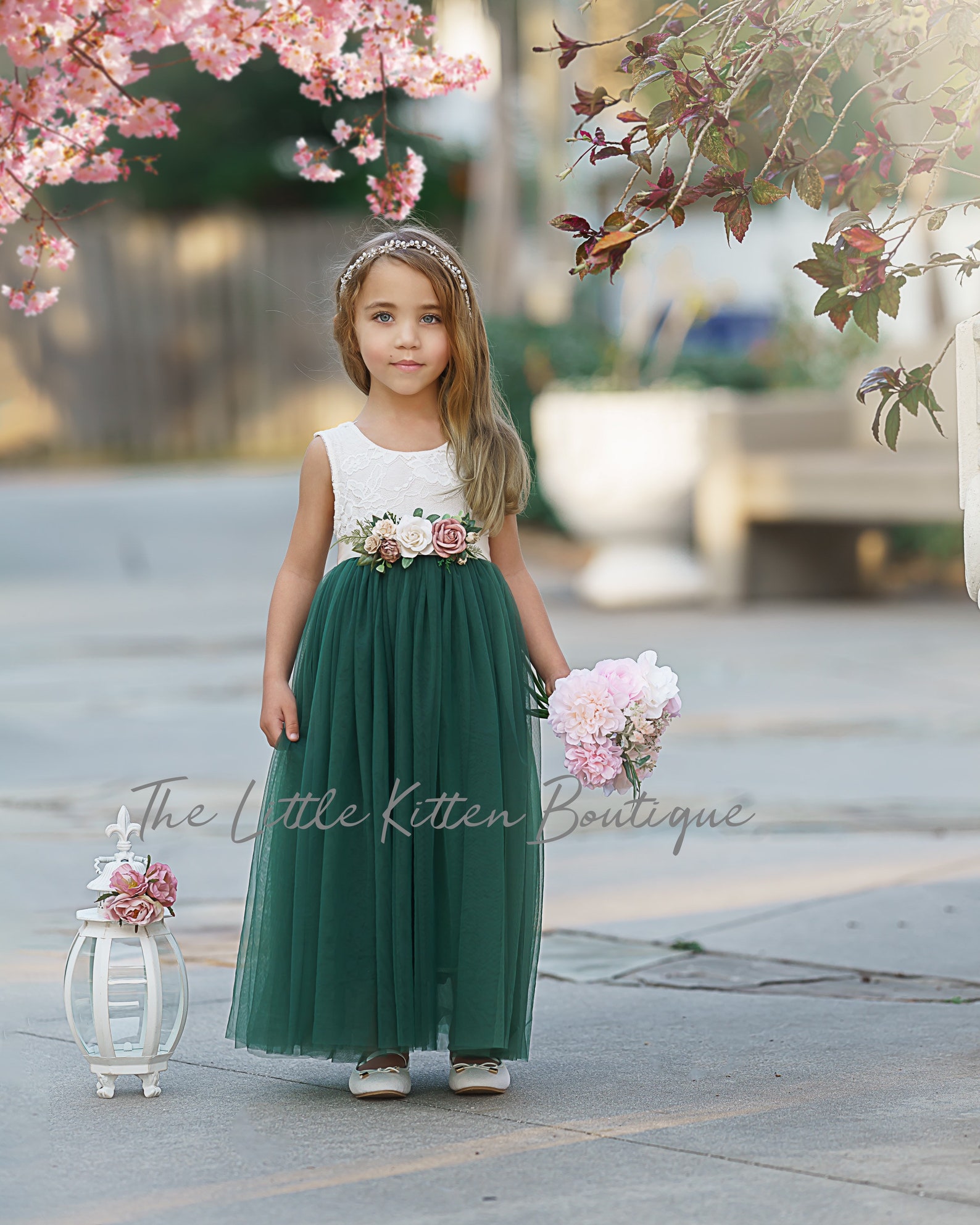 Tulle Flower Girl Dress Forest Green Flower Girl Dress Mauve | Etsy