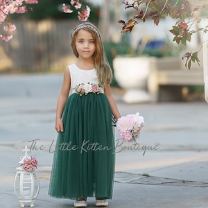 Flower Girl Dress, Bohemian flower girl dress, tulle lace flower girl dress, Boho Flower Girl Dress, flower girl dresses, boho wedding dress image 1