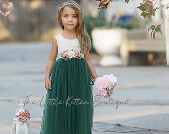 Flower Girl Dress, Bohemian flower girl dress, tulle lace flower girl dress, Boho Flower Girl Dress, flower girl dresses, boho wedding dress