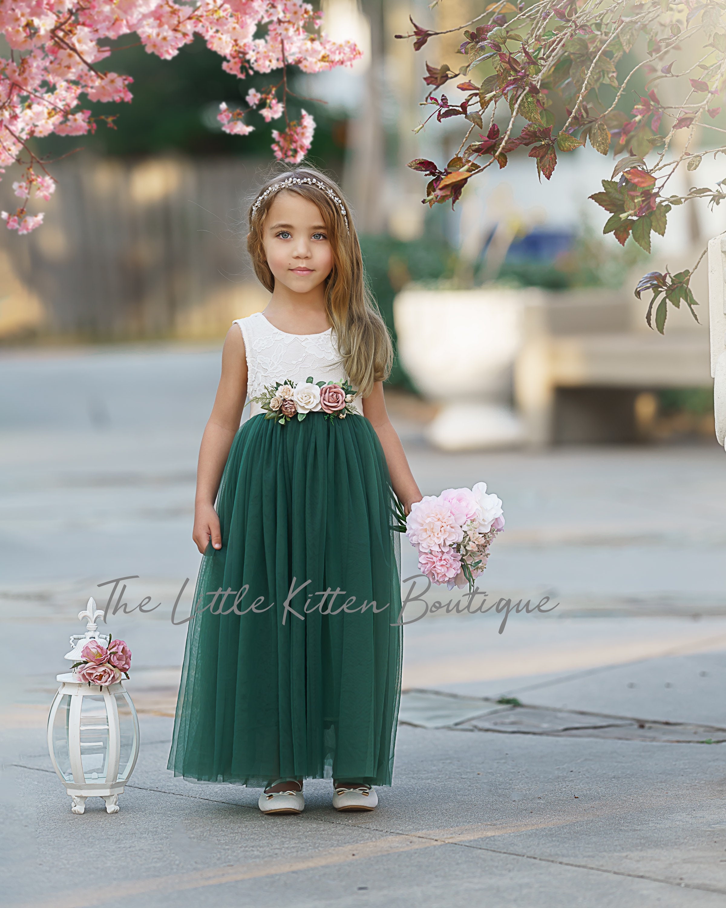 White Flower Girl Dresstulle and Lace Flower Girl Dress -  Israel