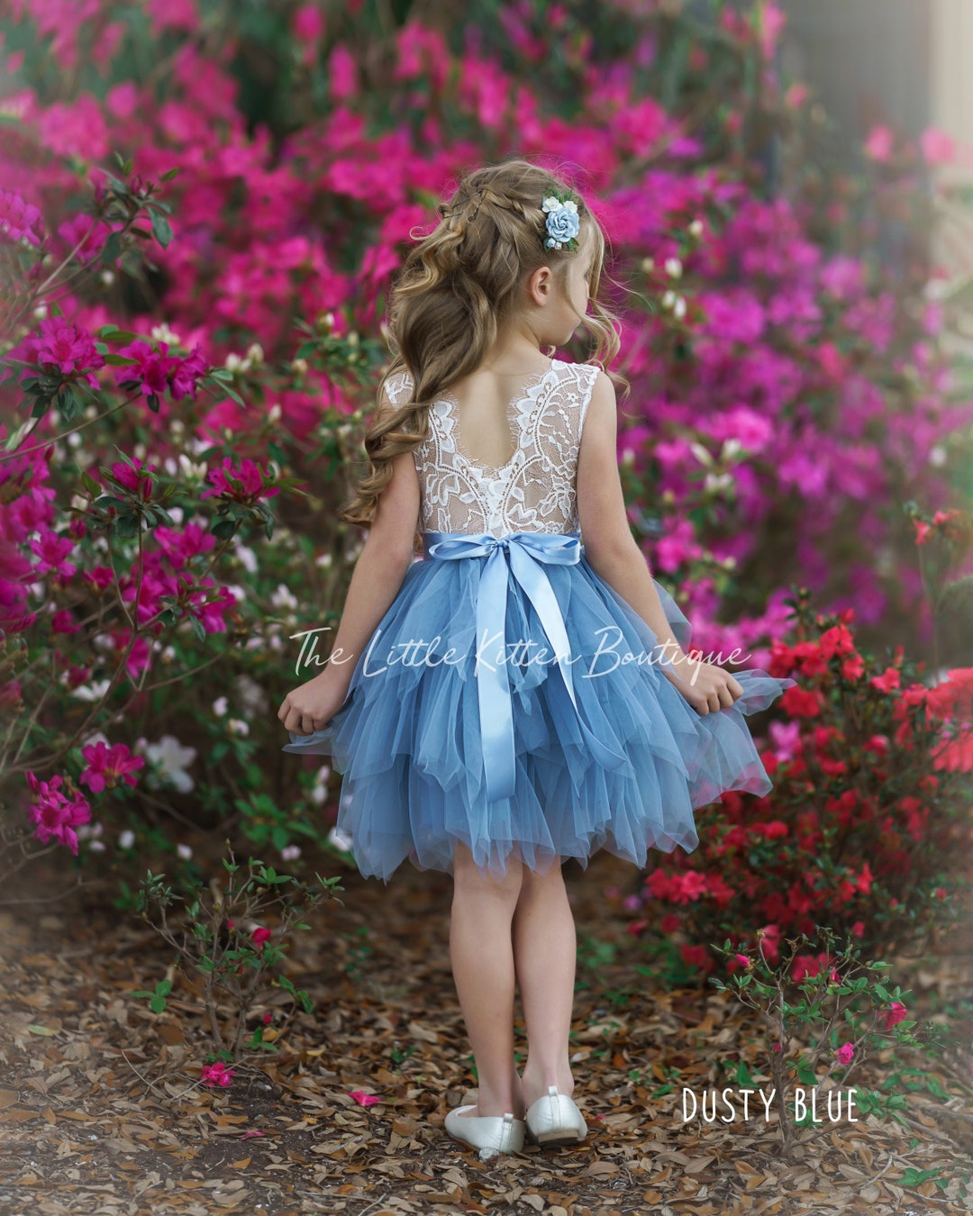 princess polly baby blue dress Dusty Blue Princess Satin Flower Girl Dress, Knee Length, Kids Party &  Wedding Outfit – FleurKids main image 1
